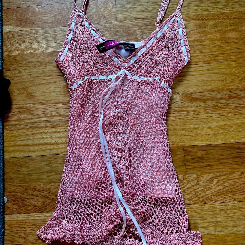 Peachy pink Say what? Crochet cami top size L
